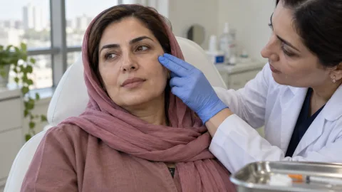 ارزیابی گونه و میانه صورت پیش از لیفت تزریقی در کلینیک