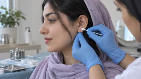 آماده‌سازی نرمه گوش برای سوراخ کردن در کلینیک