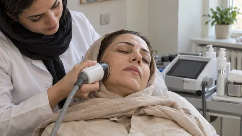 انجام درمان پلاژن صورت با دستگاه در کلینیک