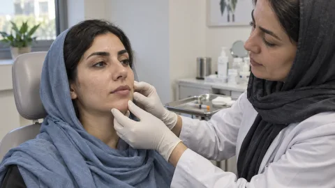 ارزیابی لب پیش از تزریق ژل در کلینیک